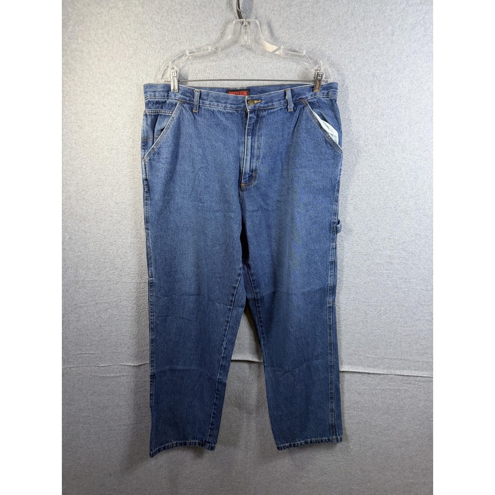 Wolverine Jeans Mens 38x32 Blue Denim Relaxed Fit Carpenter Work Utility Pants